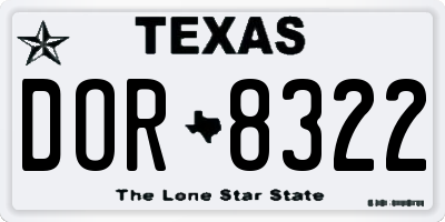 TX license plate DOR8322