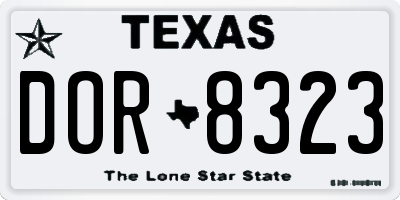 TX license plate DOR8323