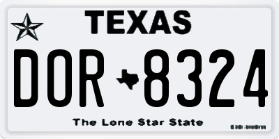 TX license plate DOR8324