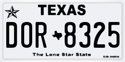 TX license plate DOR8325