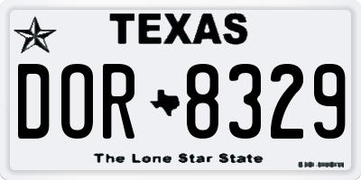 TX license plate DOR8329