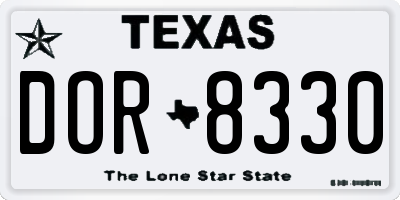 TX license plate DOR8330