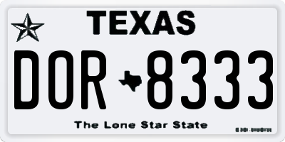 TX license plate DOR8333