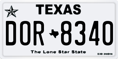 TX license plate DOR8340