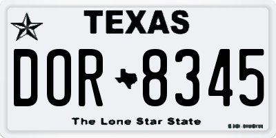 TX license plate DOR8345