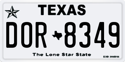 TX license plate DOR8349