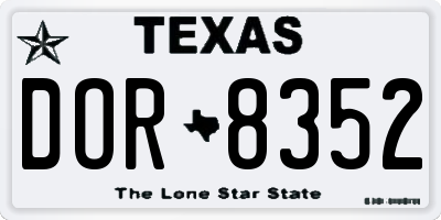 TX license plate DOR8352