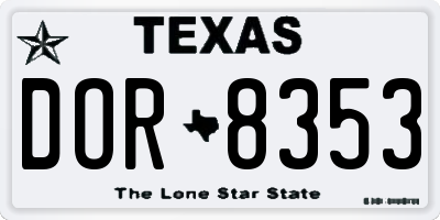 TX license plate DOR8353