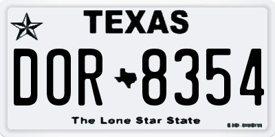 TX license plate DOR8354