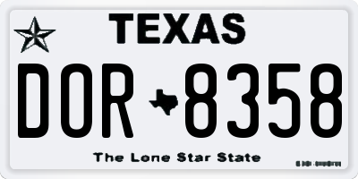 TX license plate DOR8358