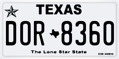 TX license plate DOR8360