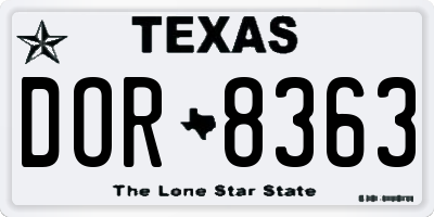 TX license plate DOR8363