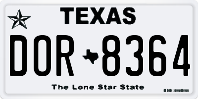 TX license plate DOR8364