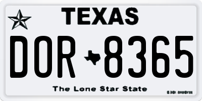 TX license plate DOR8365