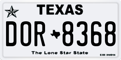 TX license plate DOR8368