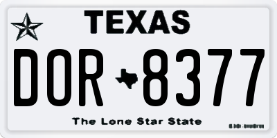 TX license plate DOR8377