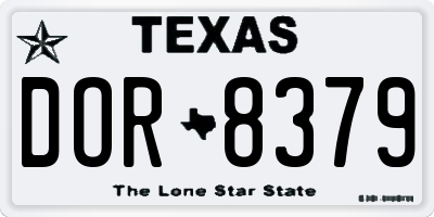 TX license plate DOR8379