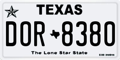 TX license plate DOR8380