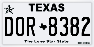 TX license plate DOR8382