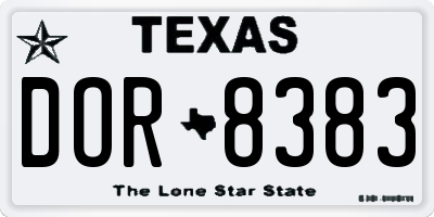 TX license plate DOR8383