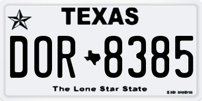 TX license plate DOR8385
