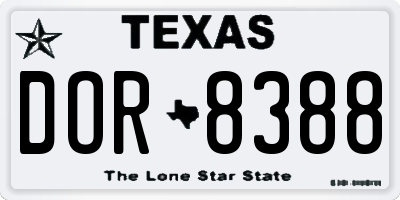 TX license plate DOR8388