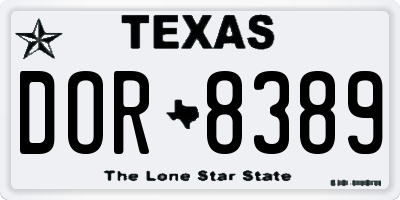 TX license plate DOR8389