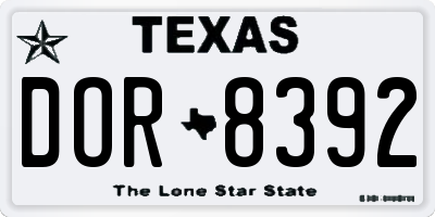 TX license plate DOR8392
