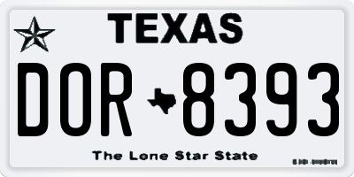 TX license plate DOR8393