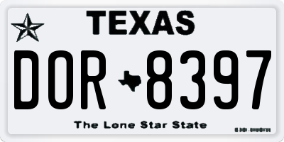 TX license plate DOR8397