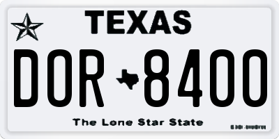 TX license plate DOR8400