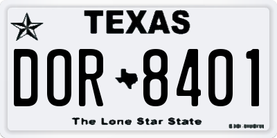 TX license plate DOR8401