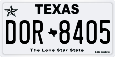 TX license plate DOR8405