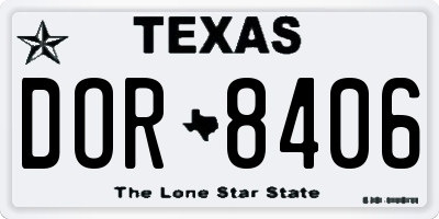 TX license plate DOR8406