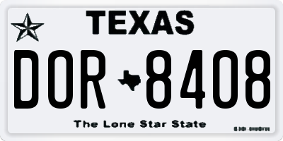TX license plate DOR8408