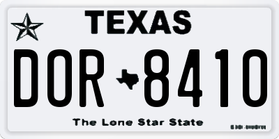 TX license plate DOR8410