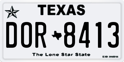 TX license plate DOR8413