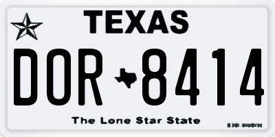 TX license plate DOR8414