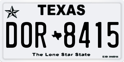 TX license plate DOR8415