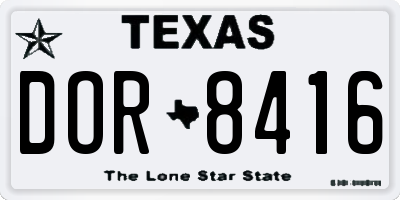 TX license plate DOR8416