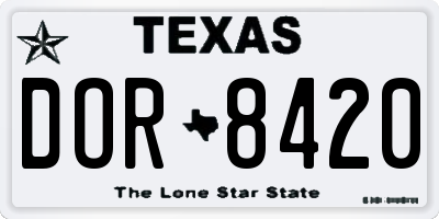 TX license plate DOR8420