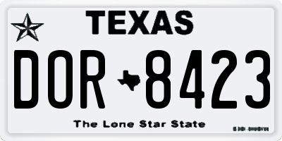 TX license plate DOR8423