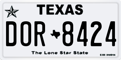 TX license plate DOR8424