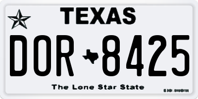 TX license plate DOR8425
