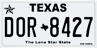 TX license plate DOR8427
