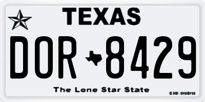 TX license plate DOR8429