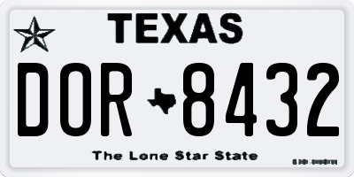 TX license plate DOR8432