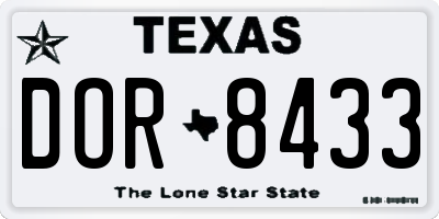 TX license plate DOR8433