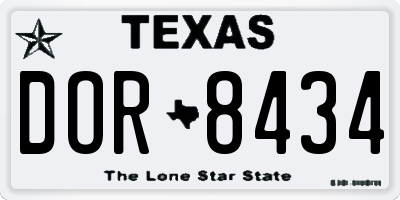 TX license plate DOR8434