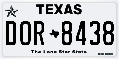 TX license plate DOR8438
